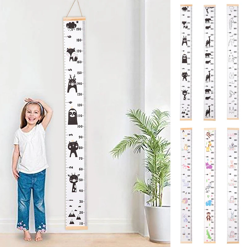 Demarkt Height Growth Chart Canvas Hanging Wall Ruler Growth Wall Chart Height Ruler for Children Bedroom Nursery Decoration 