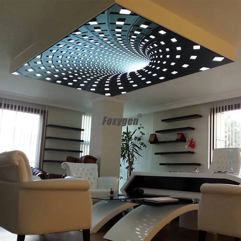 Película de techo tensada translúcida de PVC Película de techo tensada con efecto 3D Película de techo impresa UV