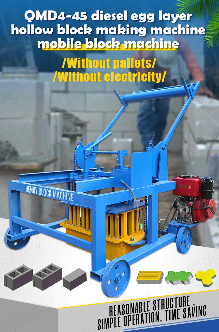 Movable Egg Laying Concrete Hollow Block Making Machine (qmd4-45) - Buy ...