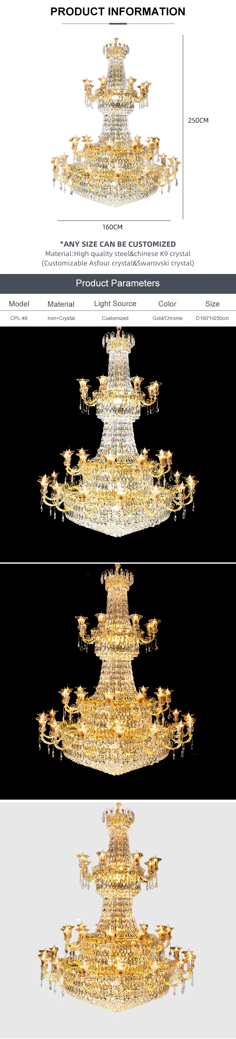 cpl 46 new arrival luxury style restaurant hotel lobby decoration crystal led chandelier-1