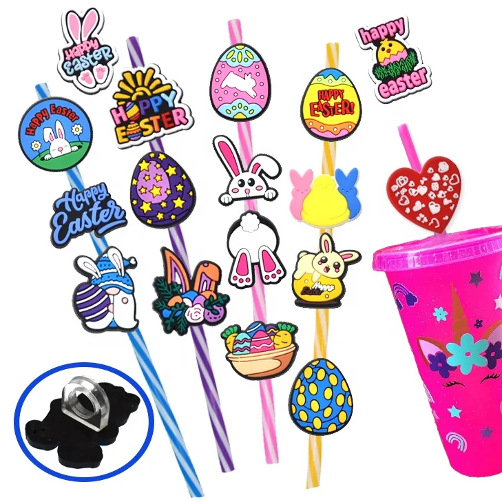 Factory Custom Straw Topper Charms Fancy Straw Toppers Free Pvc Opp Bag Customized Bar Accessories As Picture