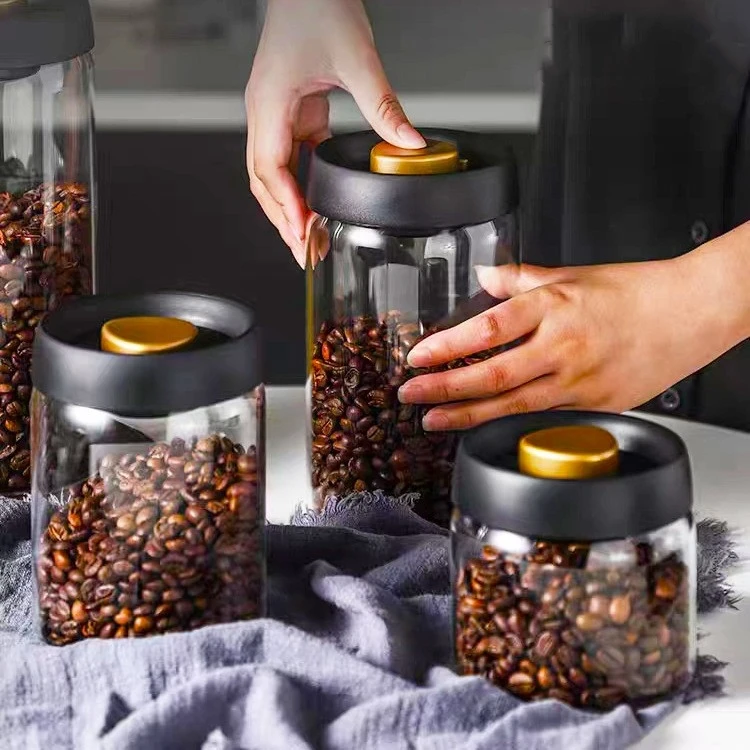 Handmade Luxury High-Borosilicate Glass Coffee Storage Jar 500ml Capacity Silicone Cover Vacuum-Sealed Long-Term Food Storage