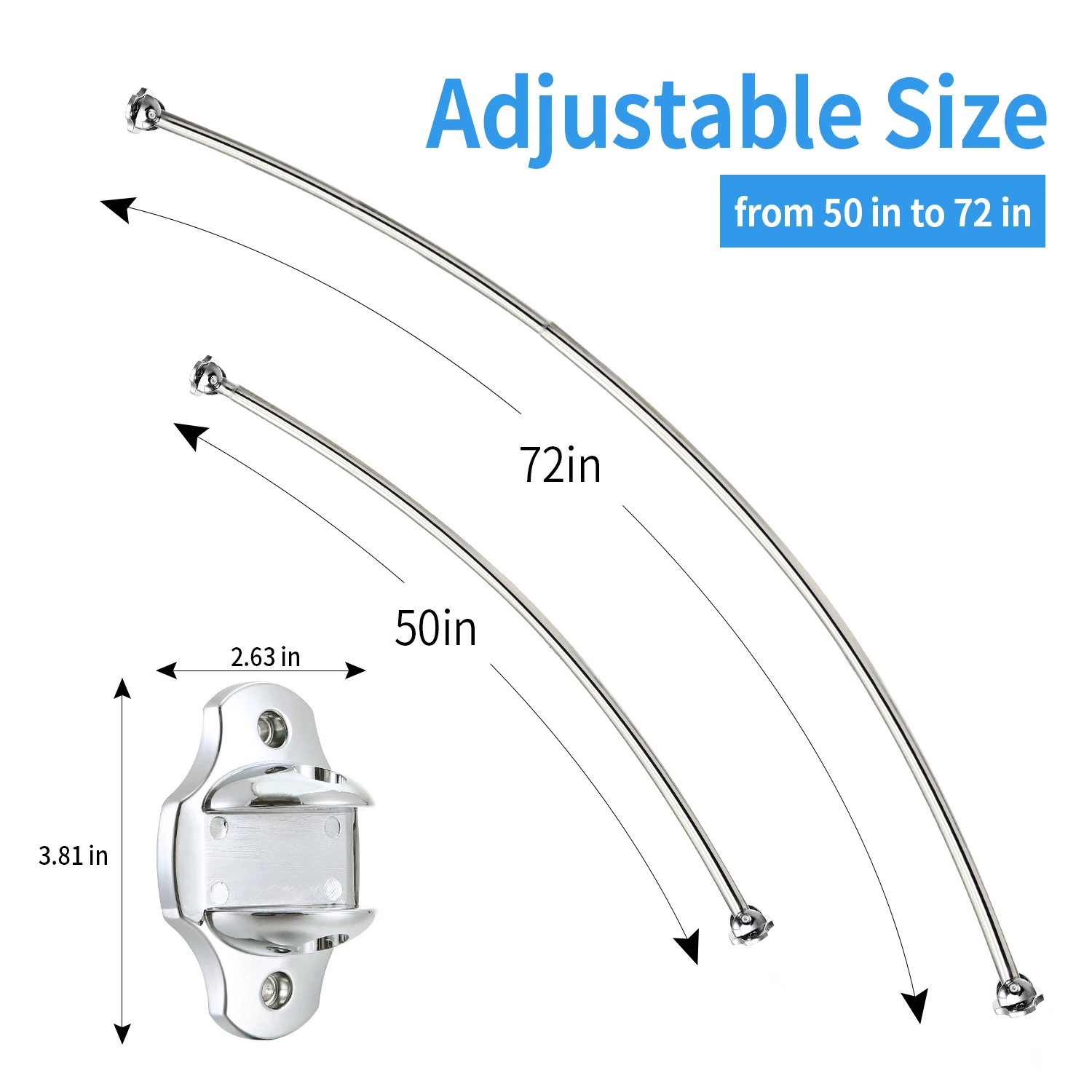 Adjustable Curved Shower Curtain Rod Rustproof Wholesale Metal Curved Shower Curtain Poles