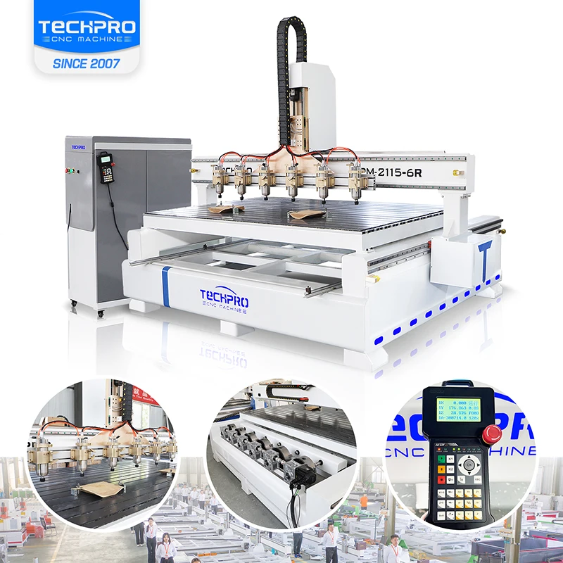 Fast Speed 3D Multi Heads CNC Router Engraving Machine 3D Sculpting CNC 4 Axis 6 Spindles CNC Router