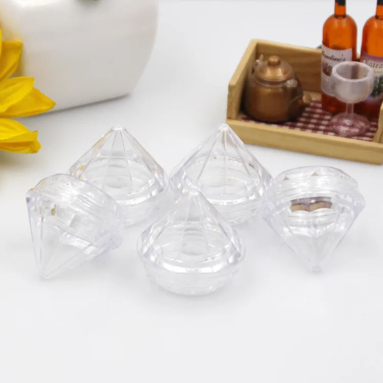 Yueshunxing Factory Wholesale 5g Jewelry clear Cosmetic Jar Nail Powder Storage Jar Container Mini Drll Shape Eyeshadow Container