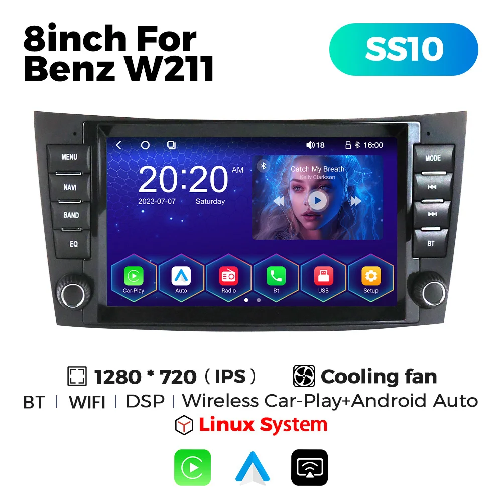 MEKEDE SS10 Linux System IPS Touch Screen Car Stereo for 8 Inch Benz W211 Support Rear Camera DAB