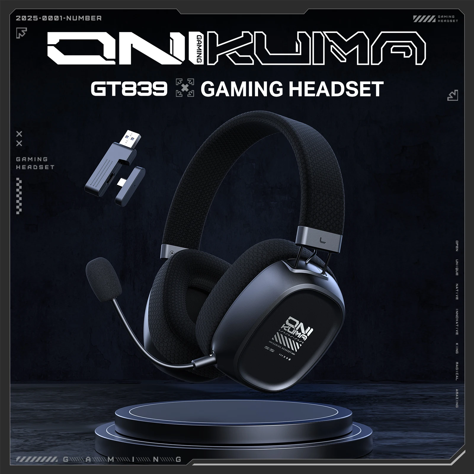 ONIKUMA GT839 2.4GワイヤレスBluetooth有線トライモードヘッド