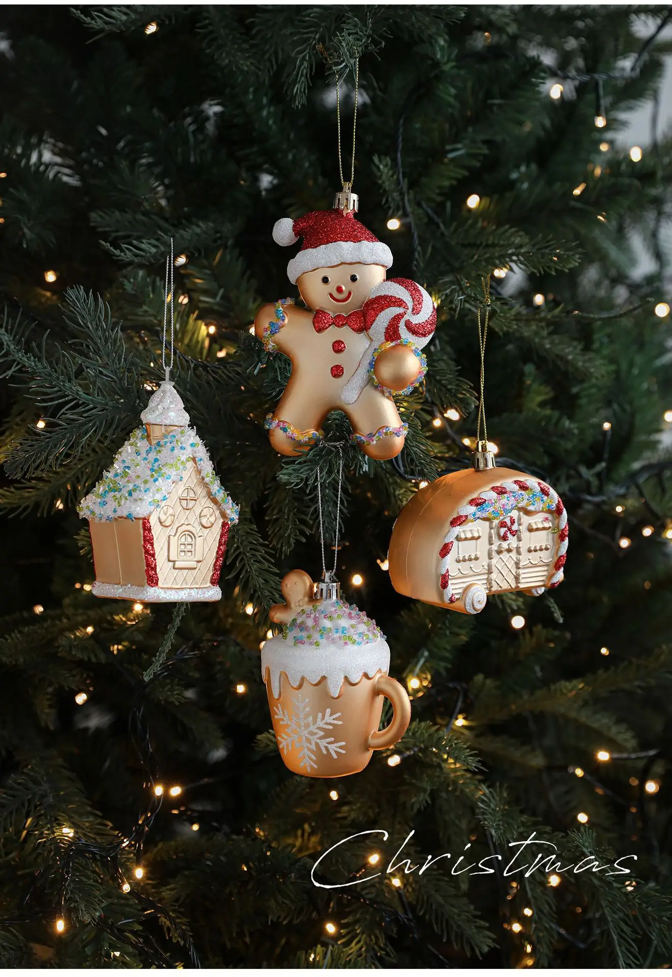 product vintage cute  fox squirrel christmas decor gingerbread man snowman christmas tree ornament diy hanging decor for party decor-5