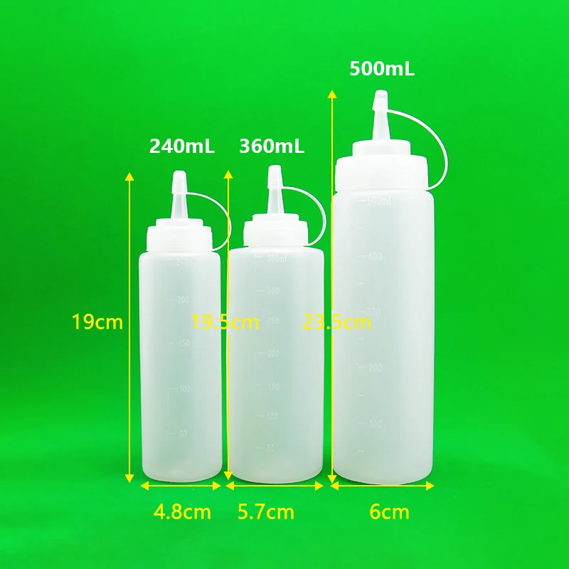 Large sauce squeeze bottle Oil Barbecue Sauce Bottle food grade packaging with Piping Nozzle