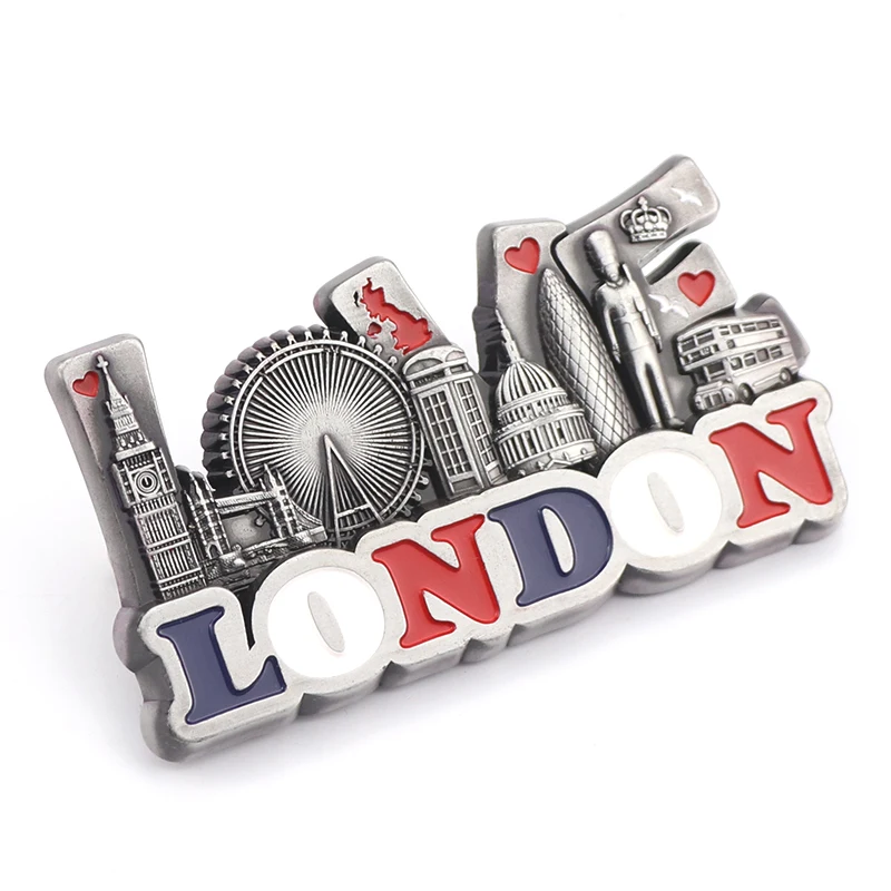 Free Sample Custom Design Zinc Alloy London Tourist Souvenir 3D Metal Fridge Magnet