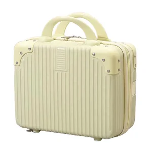 14 16 Inch High Quality ABS Double Zipper Cosmetic Case TSA Lock 360 Wheels Unisex Luggage Suitcase for Long-distance Travel