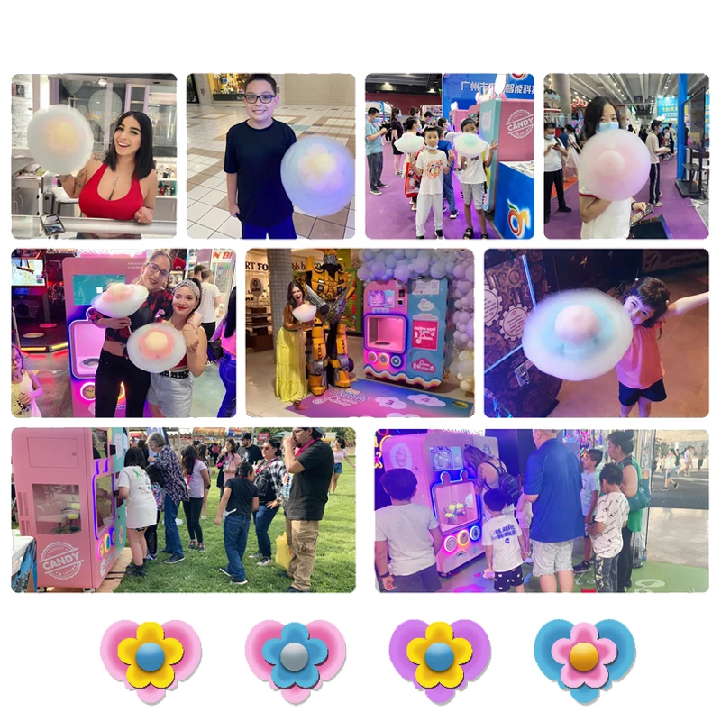 Red Rabbit Full Automatic Cotton Candy Vending Machine Commercial Candy Floss Making Machine Flower Sugar Cotton Machine OEM/ODM