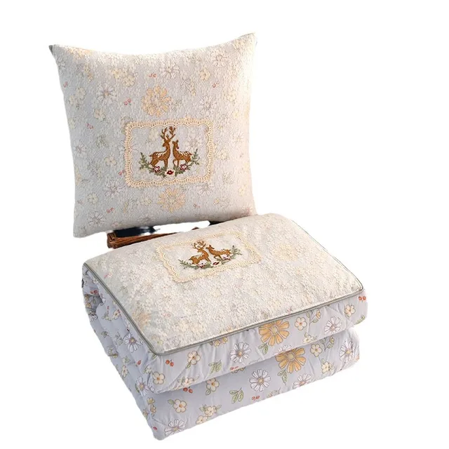 Washed cotton lace embroidery dual-use pillow with French romantic princess style cushion new product ideas 2024