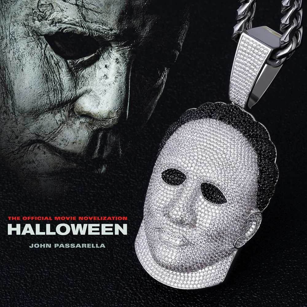 KRKC&CO Custom Horror Scary Ghost Halloween Hip Hop Jewelry Gift Michael  Myers Mask Halloween Pendant