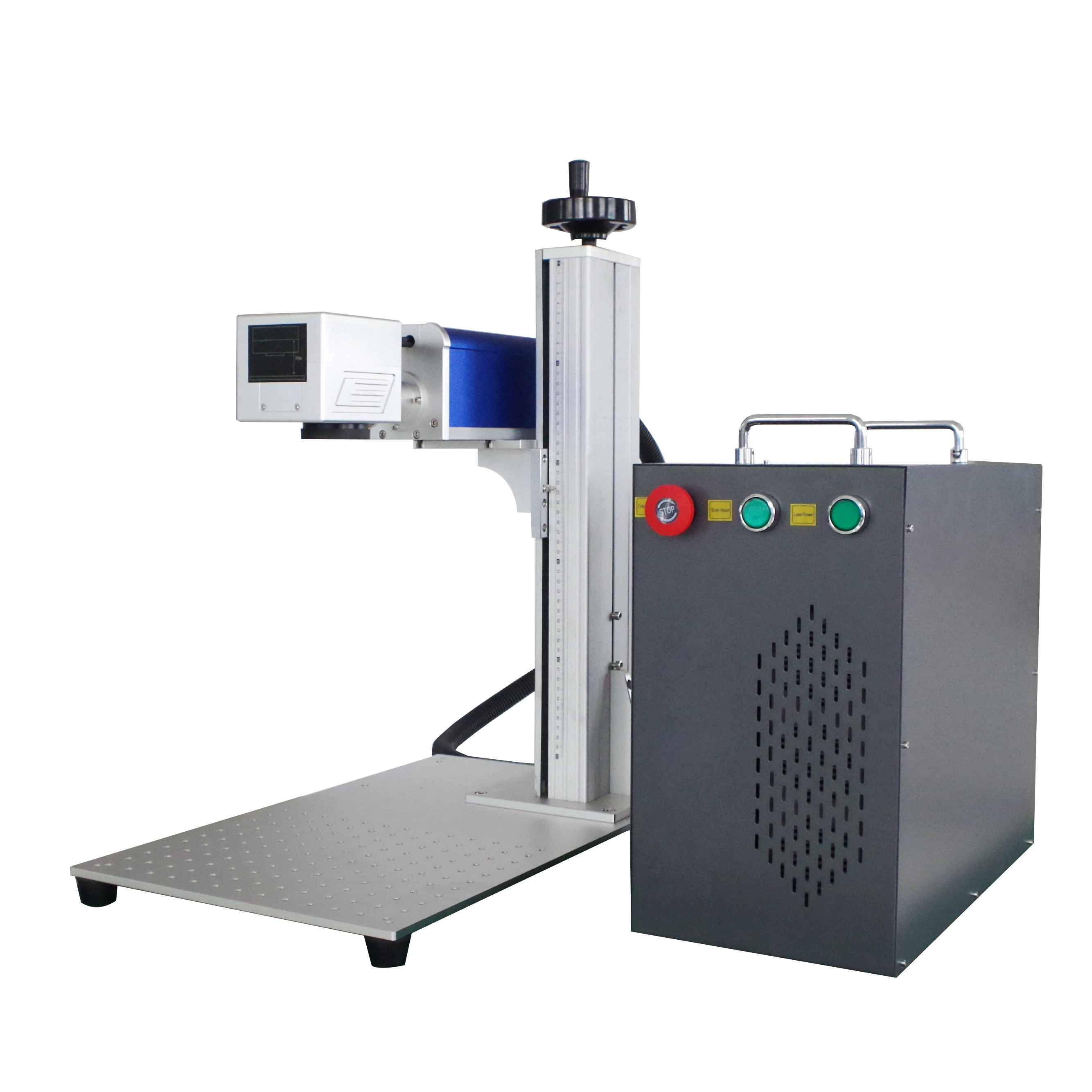20w 30w Portable Small Laser Marking Machine Galvo Fiber Laser Engraver with Rotary Ring
