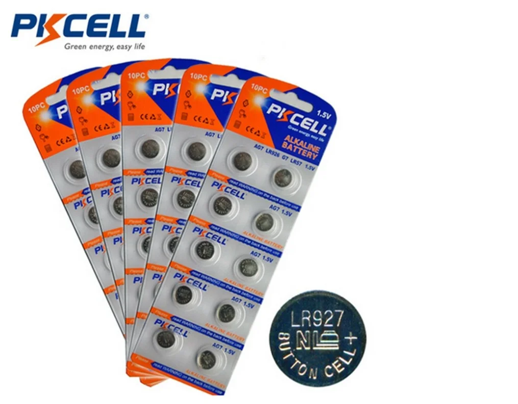 1.5Vアルカリボタン電池 PKCELL コイン電池 1.5V AG7 LR57 195 927 アルカリボタン電池 腕時計用電池
