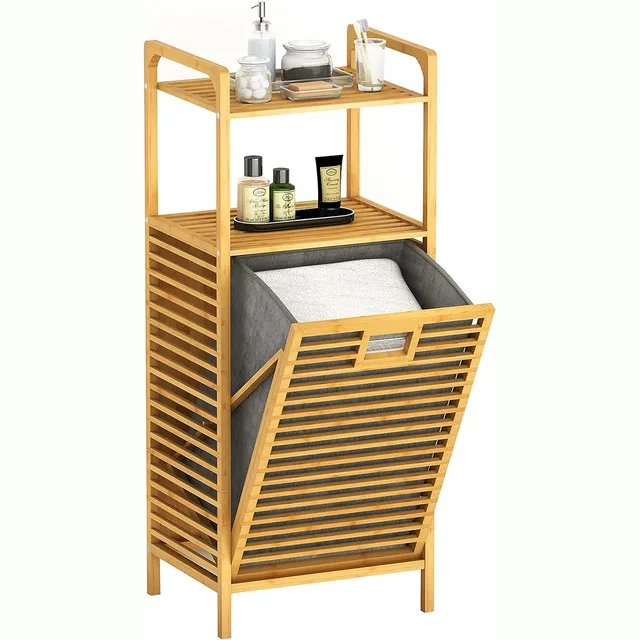 Bamboo Dirty Clothes Expansion folding Removable Inner Fabric Basket Bamboo Freestanding Organizers Laundry Hamper Basket