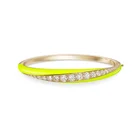 China Jewelry Manufacturer Gold Vermeil 925 Silver Zirconia Neon Yellow Enamel Bangle