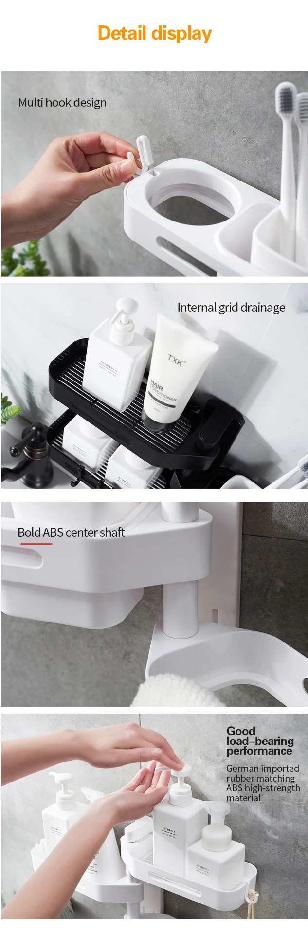 Non punching rotary bathroom hair dryer bathroom kitchen storage rack