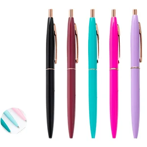 Multi-Color Retractable Metal Ballpoint Pen Aluminum Rod with Custom Logo Printing for Advertising