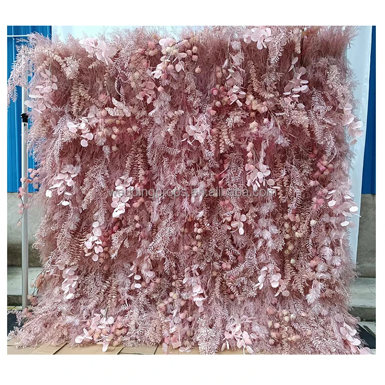 A03099 Pink Flower Wall Rolled Backdrop Wedding Backdrop Panel