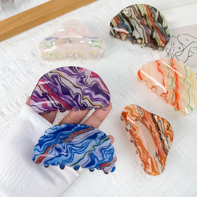 New Vintage Acrylic Hair Clips Semi-Circular Elegant Shark Hair Claw Women Casual Makeup Ponytails Hair Clip