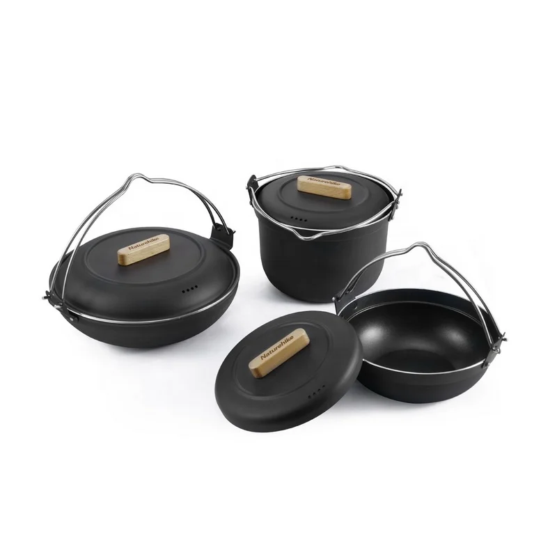 Naturehike outdoor camping Portable Non-stick pan sukiyaki hot pot rice cooker hanging cooking pot