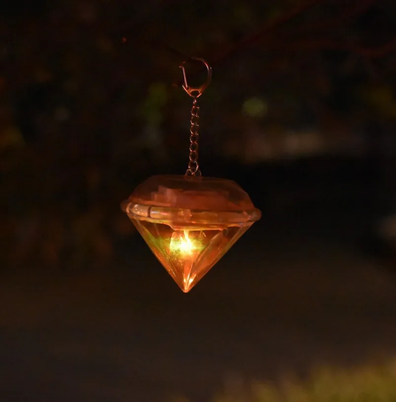 Diamond-Shape Colorful Plastic Garden Yard Decoration Hanging Light Waterproof Outdoor Solar LED Light supplier