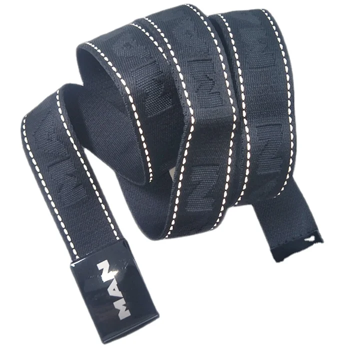 woven logo  fashion belt  with  Belt buckle for printed logo