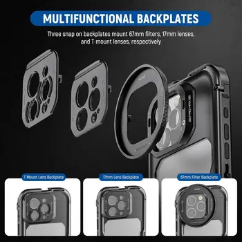 Neewer Pa074 67mm Filter Adapter Phone Cage 17mm Lens Backplate Phone Stabilizer 16 Pro Max Phone Cage detail image