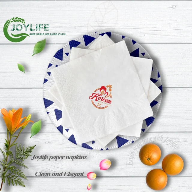 Custom Soft Birthday Party White Paper Napkins Tableware Beverage Napkin Paper Serviettes