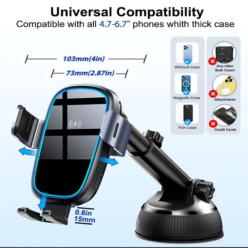 Universal Smart Sensor Automatic Clamping Car Phone Holder Wireless ...