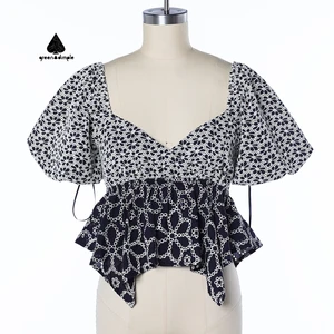 Women's Clothing Manufacturer Custom Embroidery Summer Short Sleeves V Neck Casual Basic Top Sweet Style Sleeveless Shirt