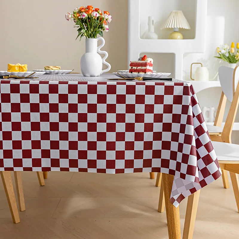 Wholesale INS Checkerboard Style PVC Material Waterproof and Oil-proof Rectangular Tea Tablecloth Dining Tablecloth