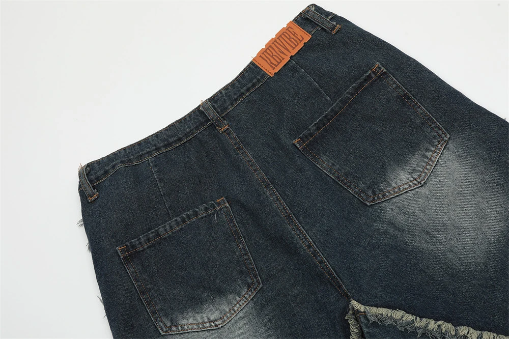 Clothing Manufacturers Washed Cloth Patch Embroidery Loose Custom Denim Shorts Men Men's Shorts