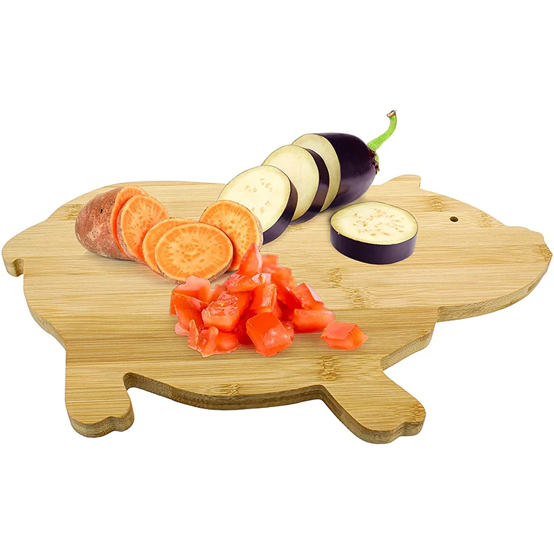 Pig-Shaped Bamboo Cutting Board Eco-friendly Appetizer Serving Tray Cheese Chopping Board Fruit Platter for Kitchen