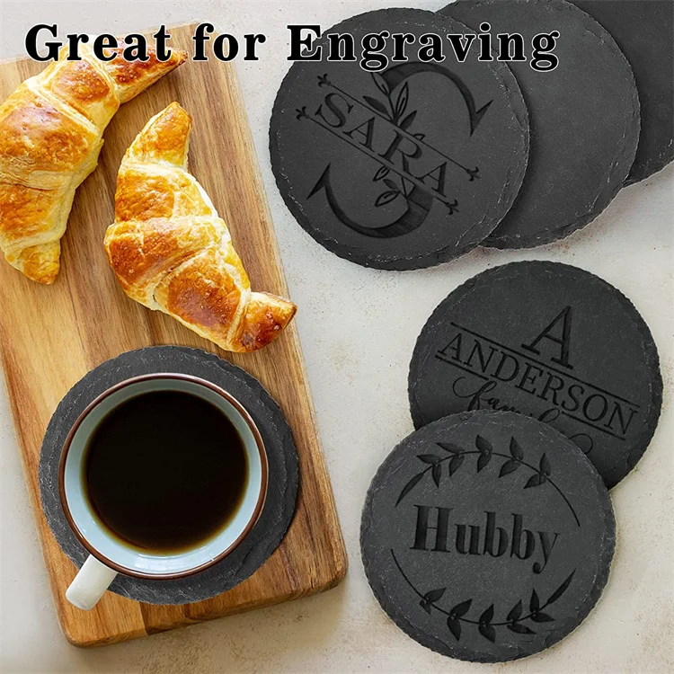 Wholesale Slate Drink Coaster 4 Inch Natural Round Square Thick Coaster