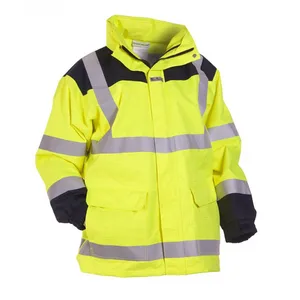 High Quality 300D Oxford PU-Coated Workwear Hi Vis Waterproof Safety Reflective Fire retardant Jacket Safety Clothing
