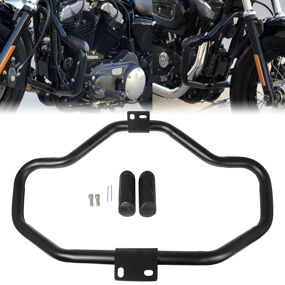OUMURS Mustache Engine Guard Crash Bar – Harley Sportster XL 883 1200 2004-2022, Black