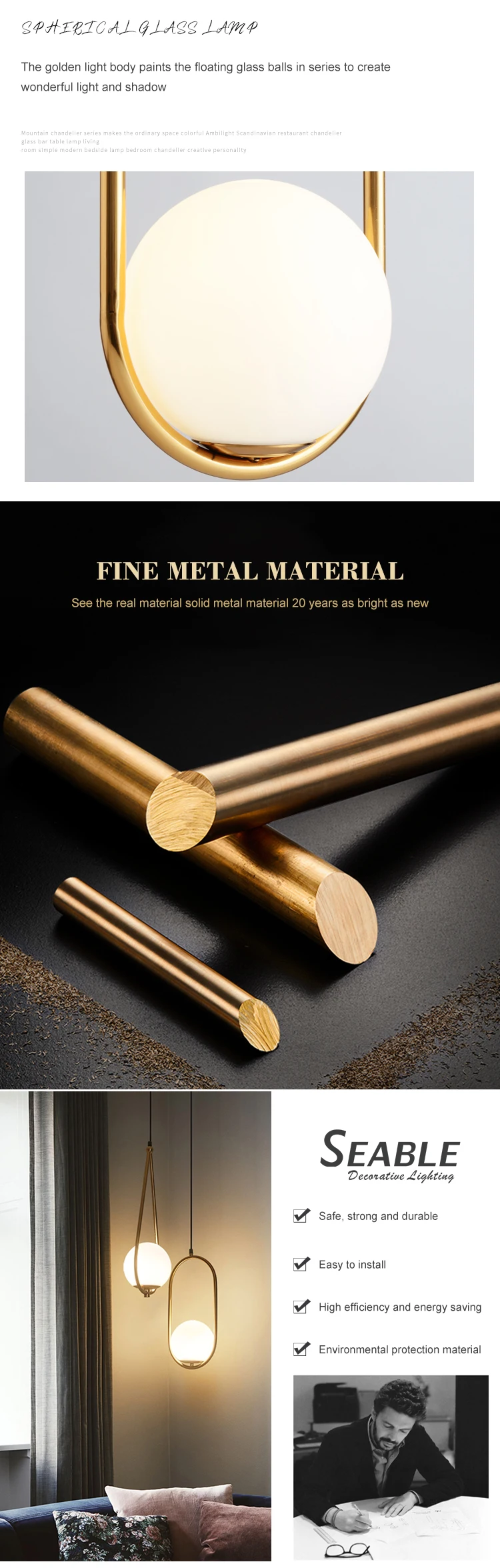 Fashion Design Indoor Home Cafe Restaurant Decoration Modern Glass Led Pendant Light