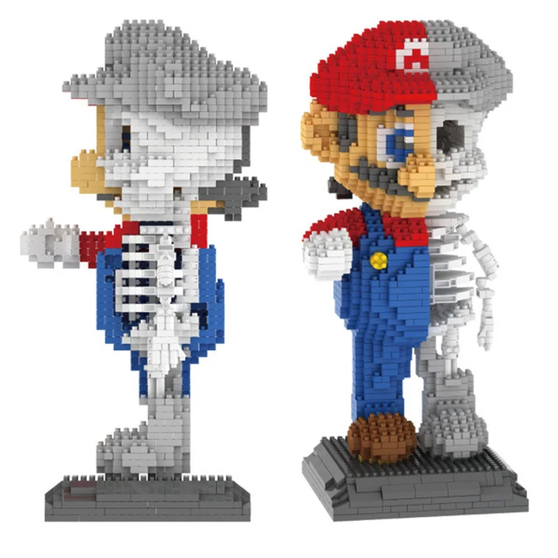 Dissection skeleton Super mario Building blocks skull mario Action Figure Collectible Model Toys for kids