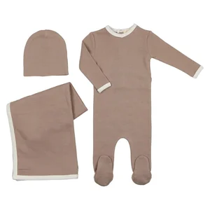 Neutral Color Solid Newborn Footie Onesies Bodysuits Baby Romper Bonnet Set Newborn Baby Body Clothes