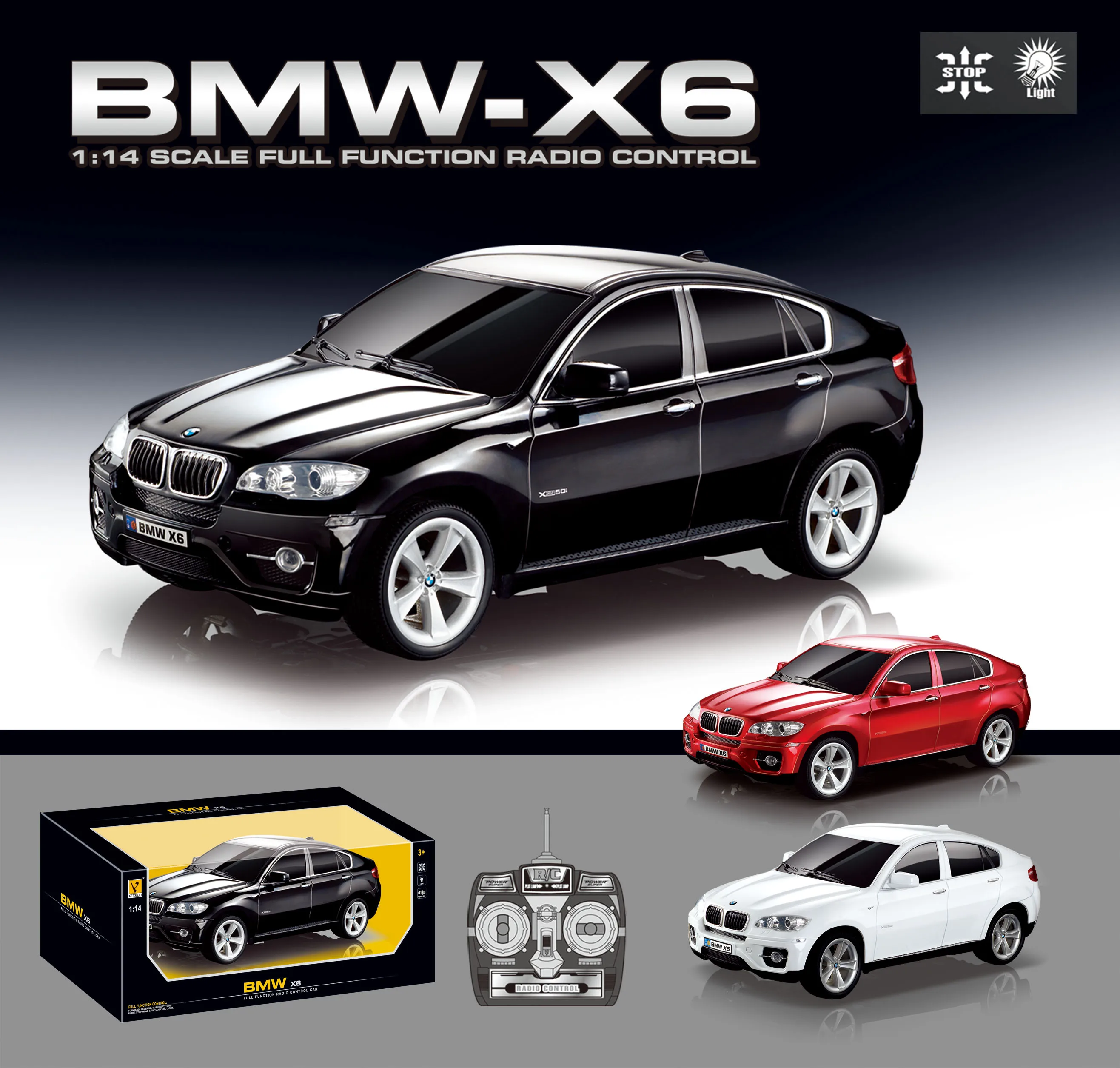 RC Car BMW X6 Diecast Toy Vehicle for Kids - 1/14 Scale Remote
