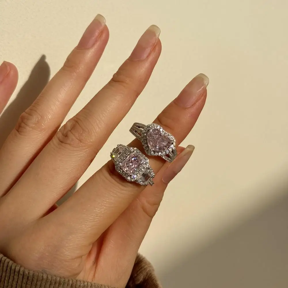 KAKODIY luxury high-end 925 sterling silver engagement women's pink Cubic Zirconia wedding 8A zircon ring detail 3