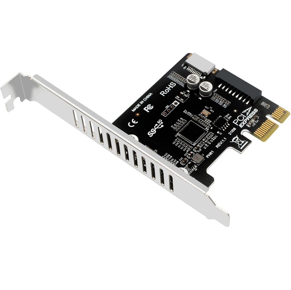 Carte PCI-E Vers USB 3.0 5 Ports - Extension PCI Express Avec Connecteur 19 Broches UASP