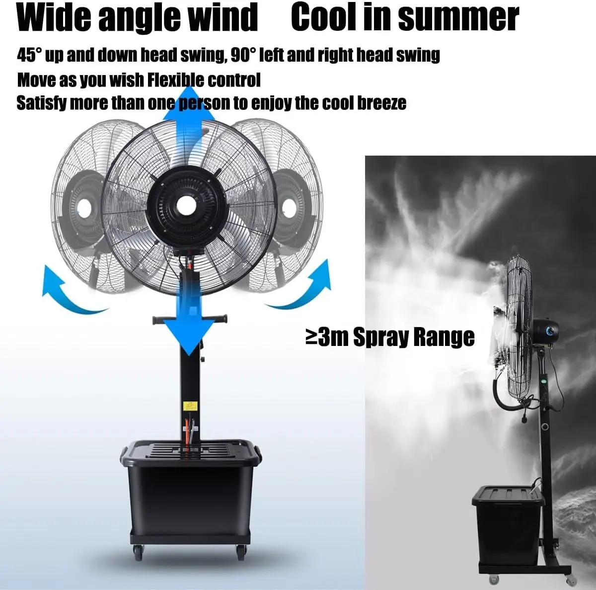 Standing Mist Spray Cooler, 200~350W, Metal - detail 2