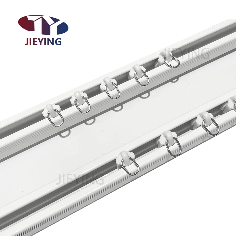 Jieying Aluminum Ceiling Double Curtain Rail Recessed Curtain Poles Suspended Ceiling Double Curtain Track