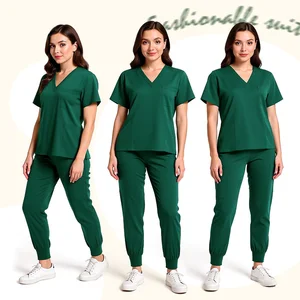 Medical Workwear Women V-neck Set Scrub Suit Hospital Scrub Top + Pants Uniform Spa Work Nursing Set