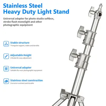 Neewer Heavy Duty Light Stand with 1/4 to 3/8-inch Universal Adapter for Photo Studio Softbox,Strobe Flash Moonlight and Other detail image