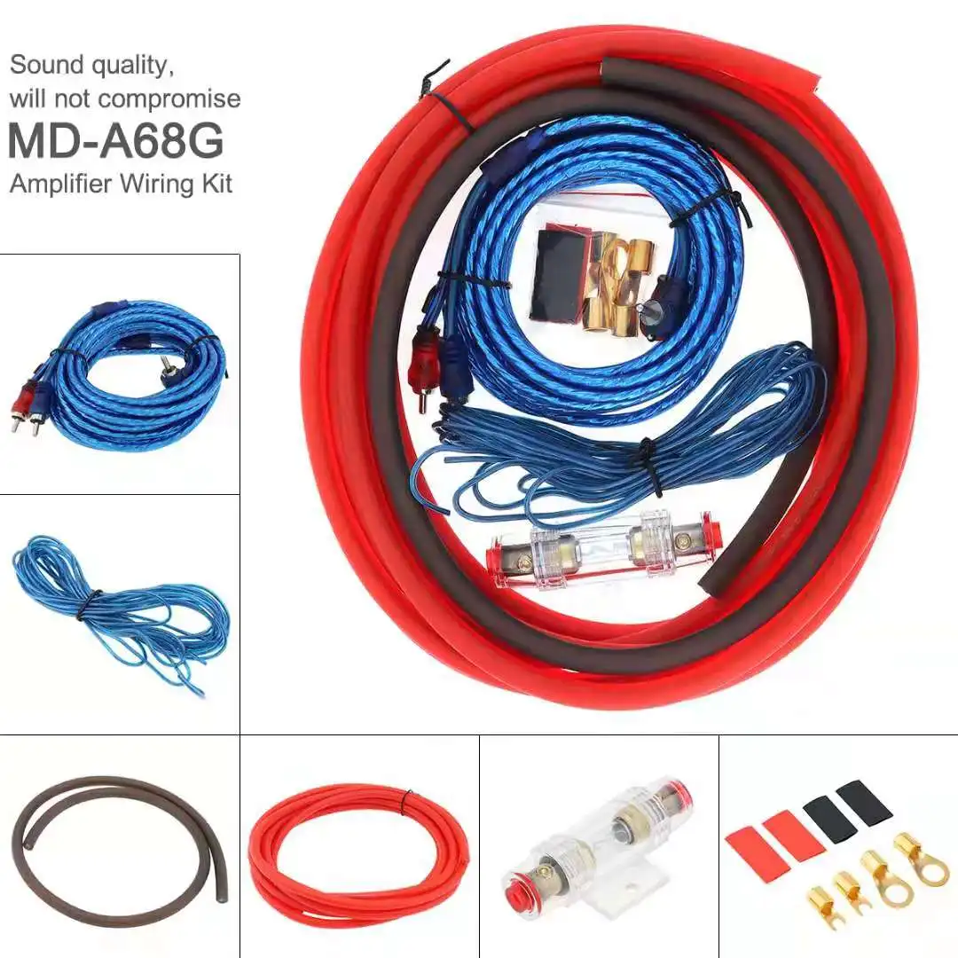 Оптовая продажа, аудиокабель для сабвуфера, усилитель, автомобильный аудиокабель 8GA, комплект для установки усилителя, наборы проводов